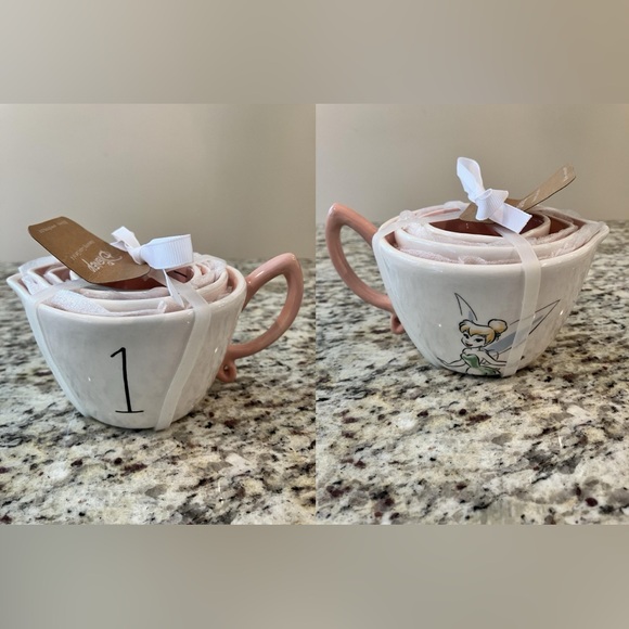 Disney Rae Dunn Tinkerbell Measuring Cups Set of 4 Pink Ceramic Nesting Set New - Picture 1 of 11